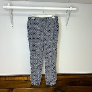 Talbots Blue & White Printed Lightweight Pants w/ Elastic Waist and Drawstring-M